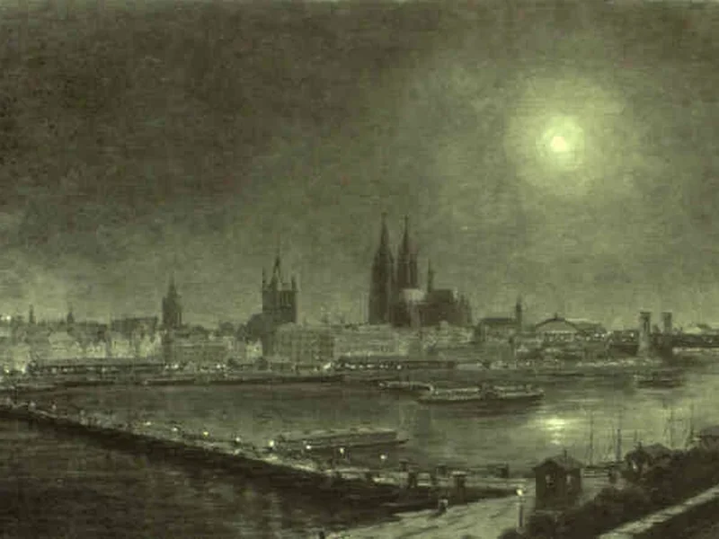 1847-Franz Kegeljan - Il Reno vicino a Colonia